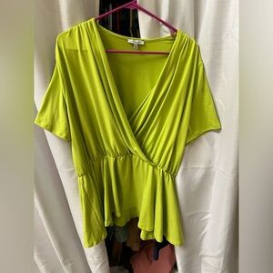 White Birch Bright Green Top 2X